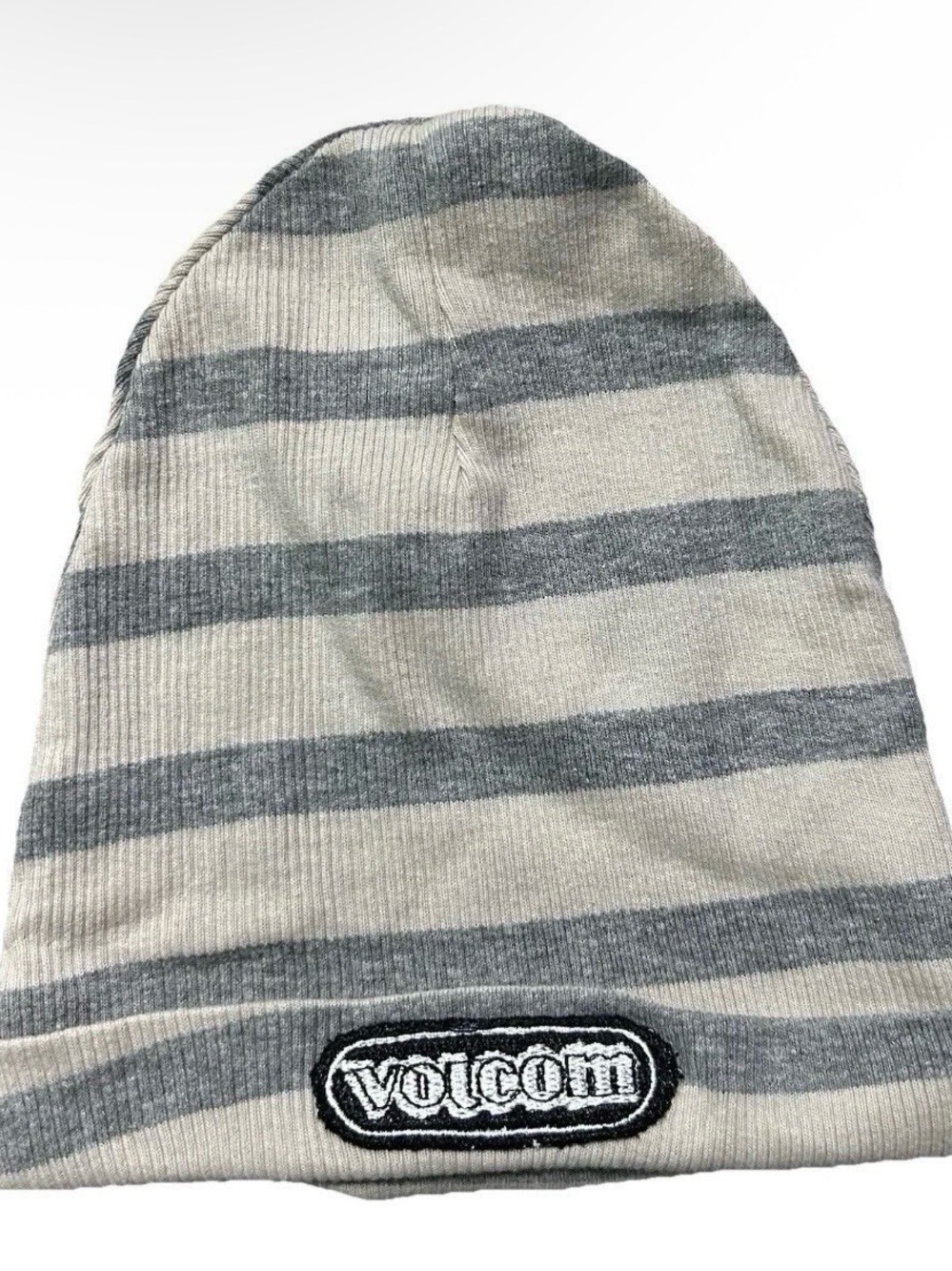 Volcom Baby Beige Grey Striped Beanie Hat Size 12 Months